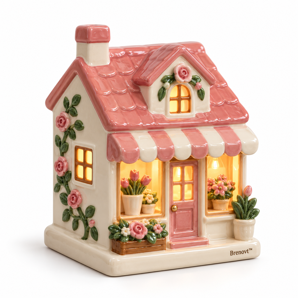 Brenovt™ Lighted Pink Rose Cottage Nightlight main view