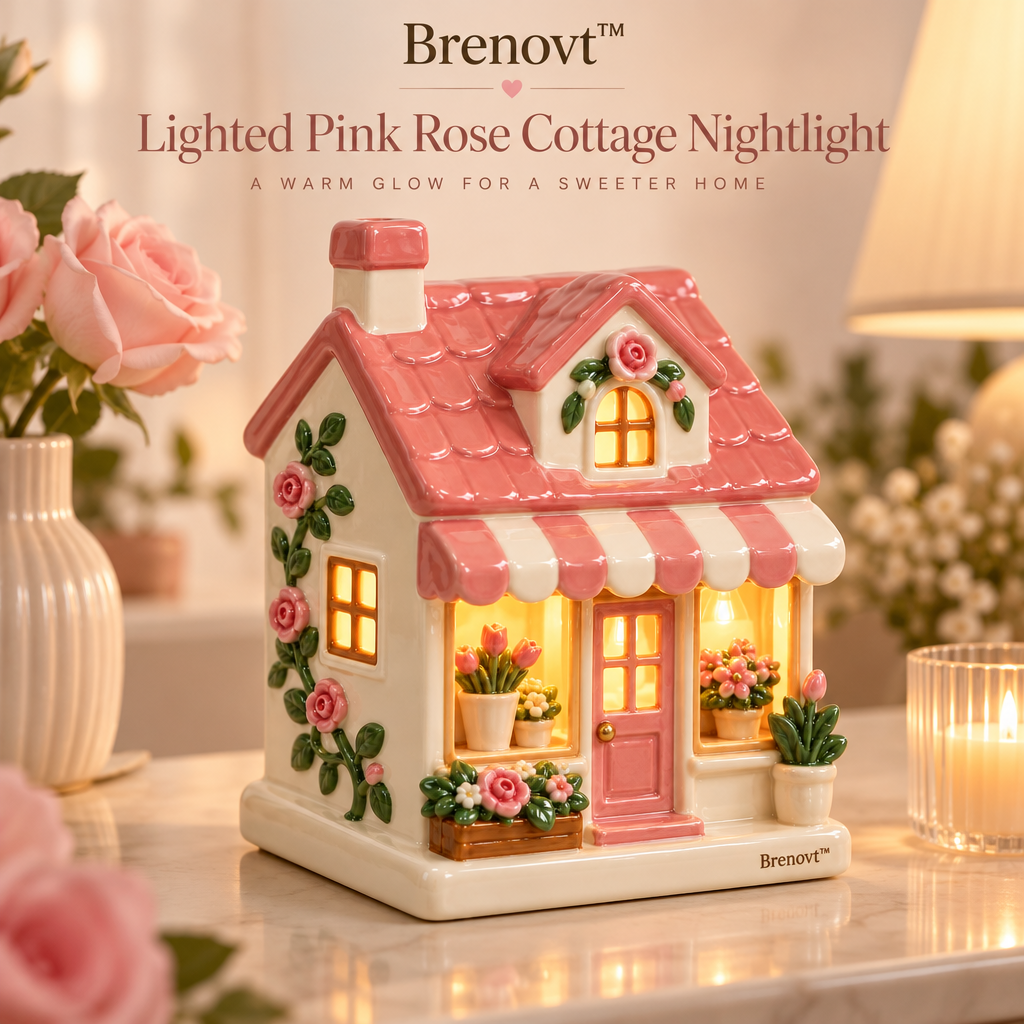Brenovt™ Lighted Pink Rose Cottage Nightlight room scene
