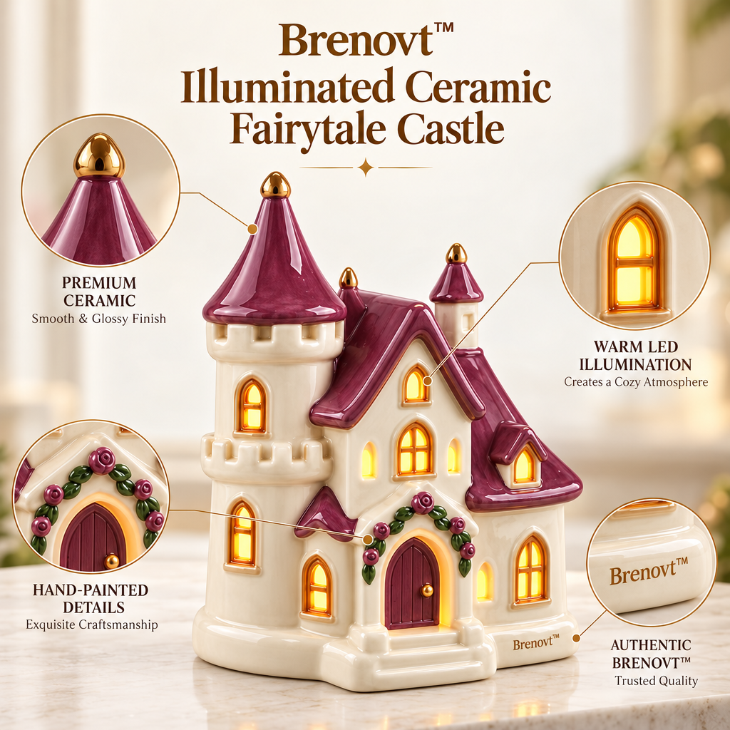 Brenovt™ Illuminated Ceramic Fairytale Castle material detail