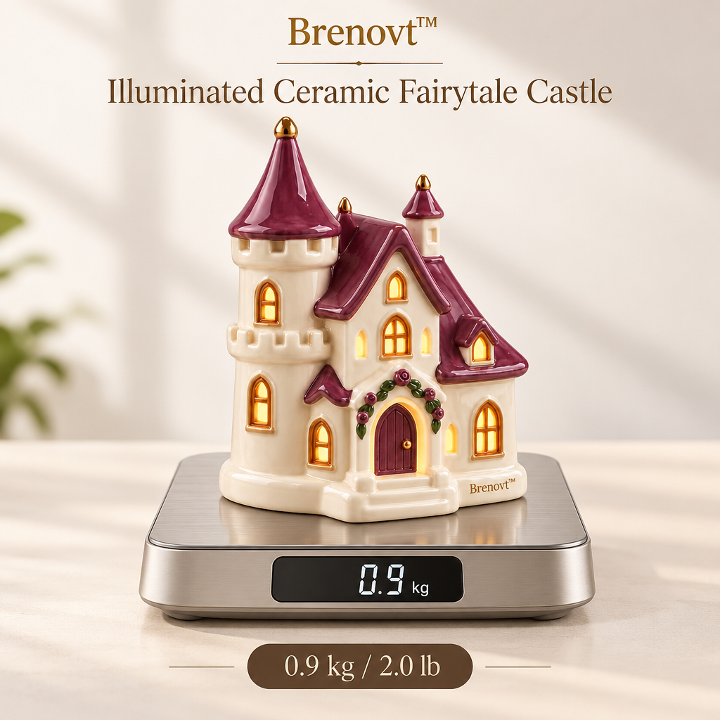 Brenovt™ Illuminated Ceramic Fairytale Castle weight view