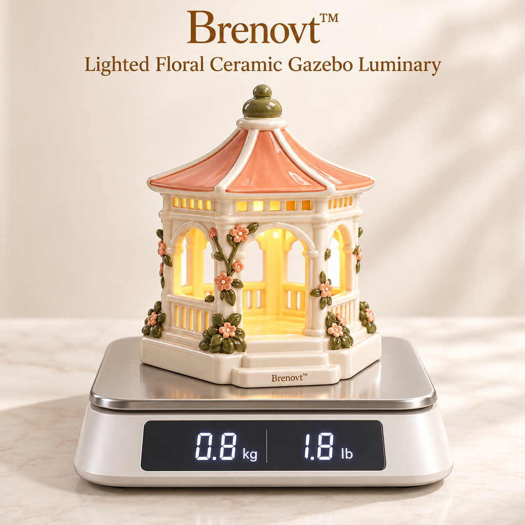 Brenovt™ Lighted Floral Ceramic Gazebo Luminary weight view