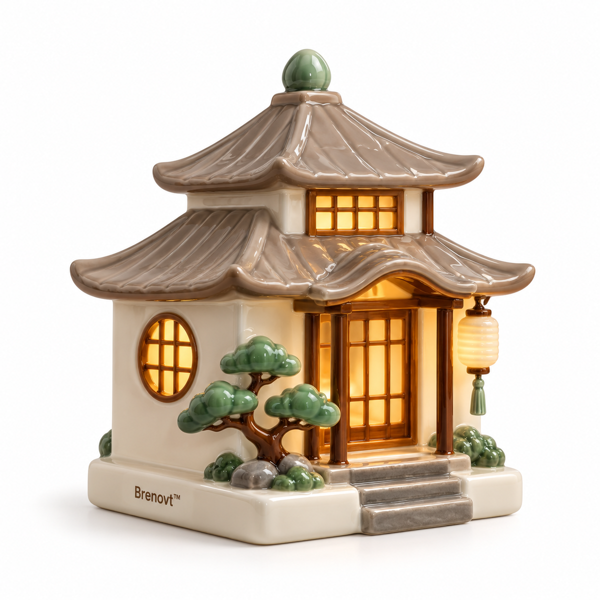 Brenovt™ Lighted Ceramic Zen Teahouse Lamp main view