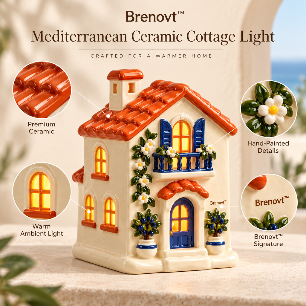 Brenovt™ Mediterranean Ceramic Cottage Light material detail