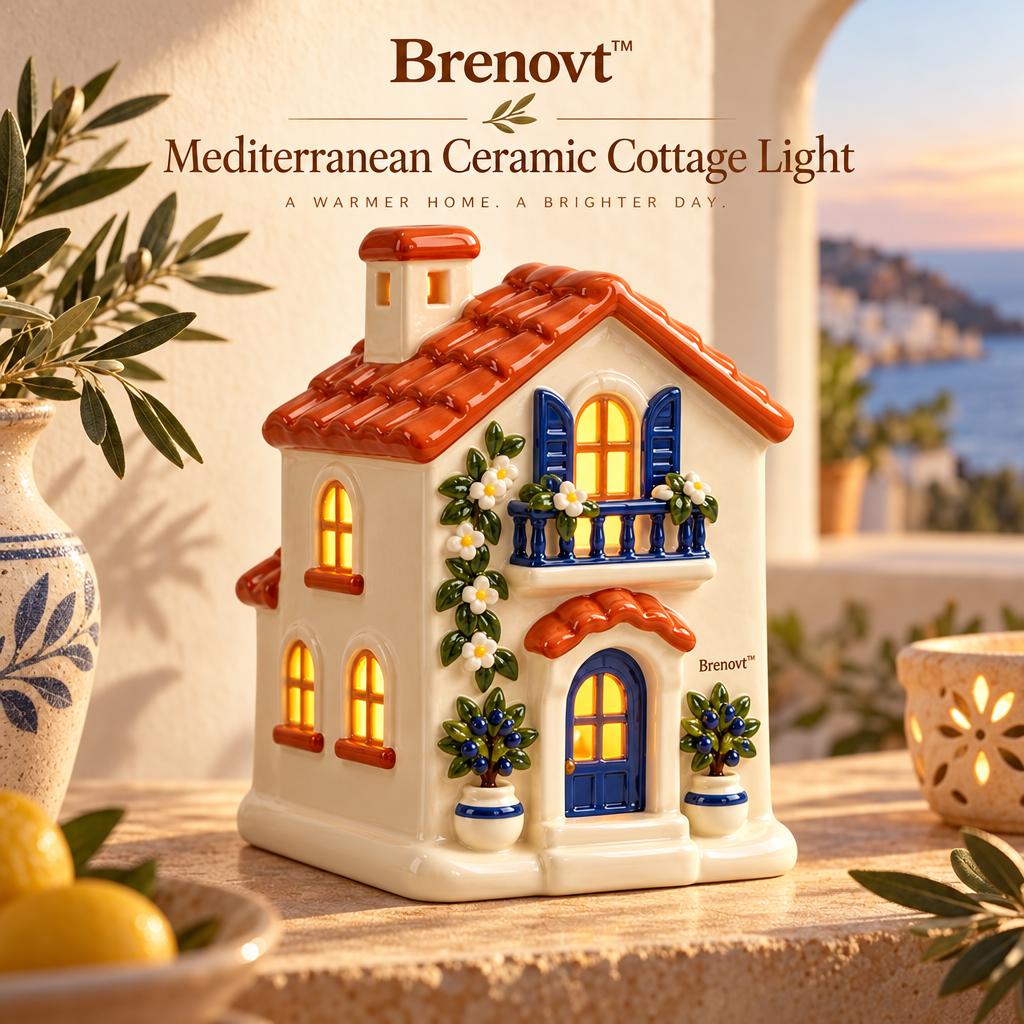 Brenovt™ Mediterranean Ceramic Cottage Light room scene
