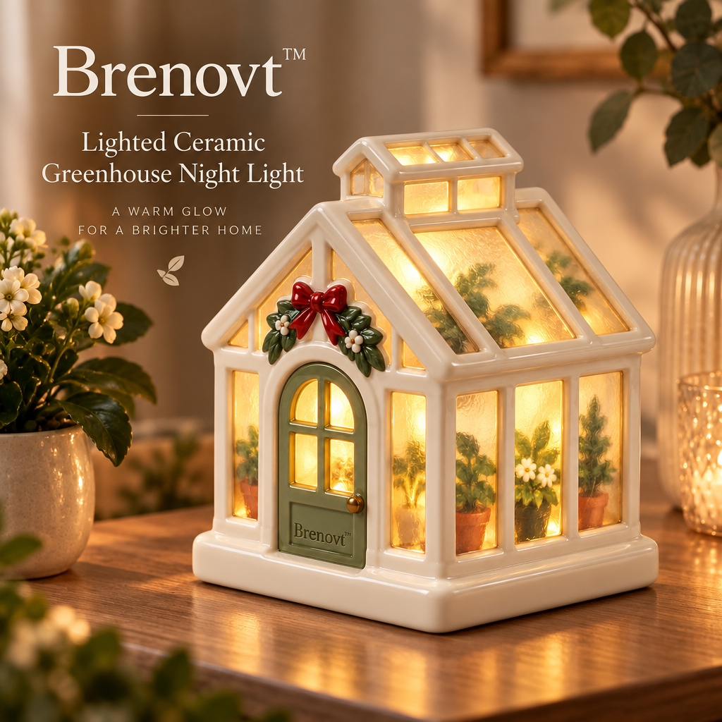 Brenovt™ Lighted Ceramic Greenhouse Night Light room scene