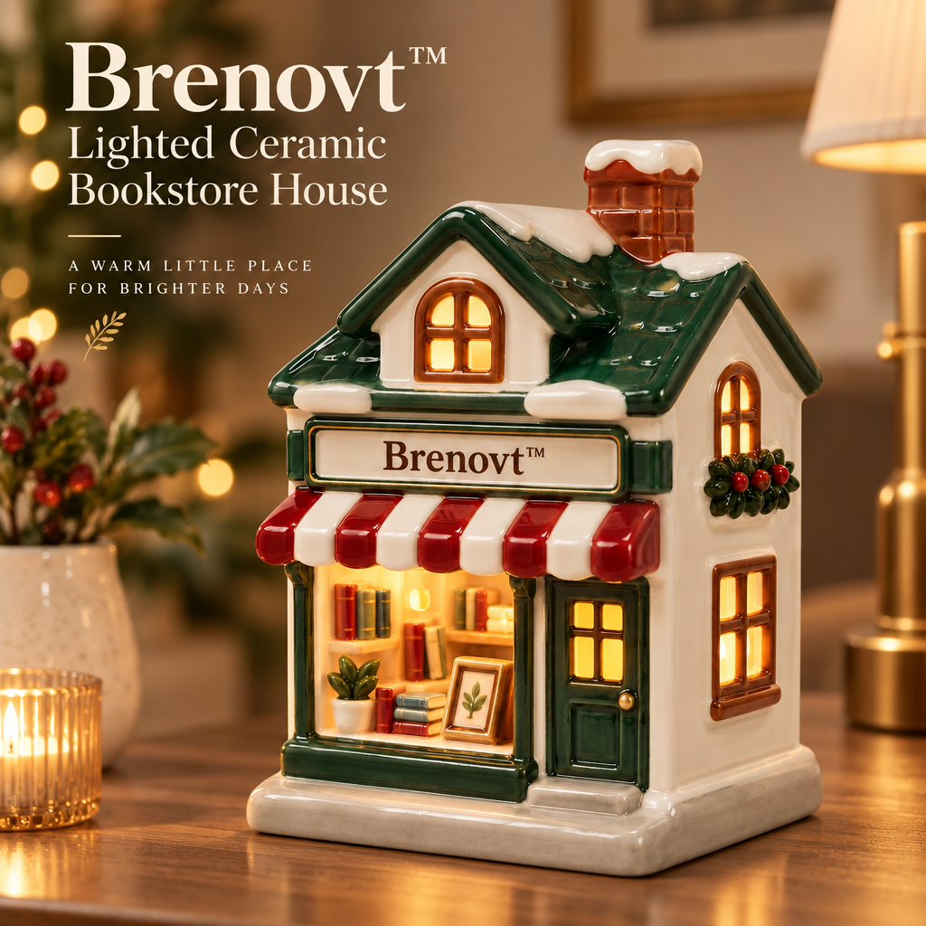 Brenovt™ Lighted Ceramic Bookstore House room scene