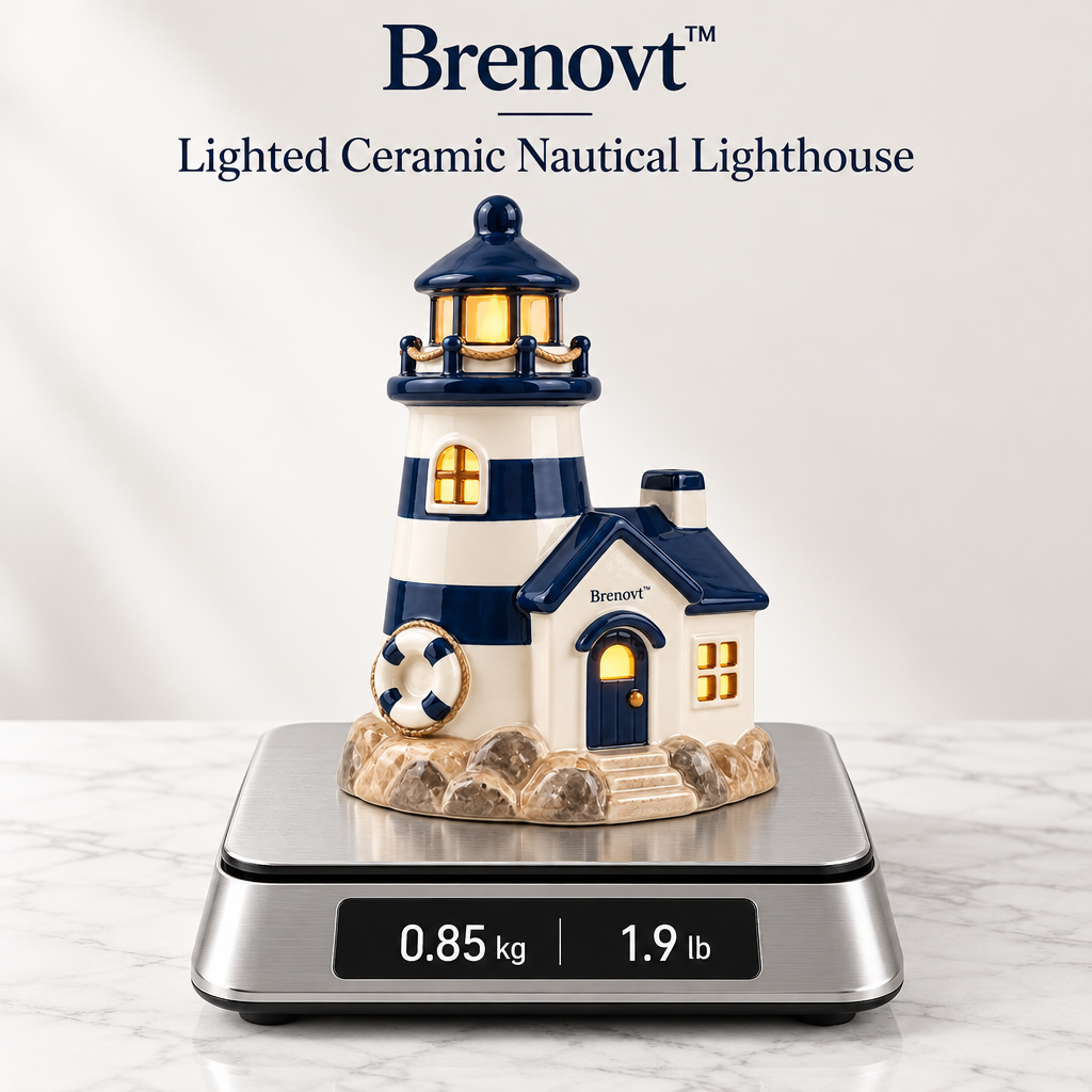 Brenovt™ Lighted Ceramic Nautical Lighthouse weight view