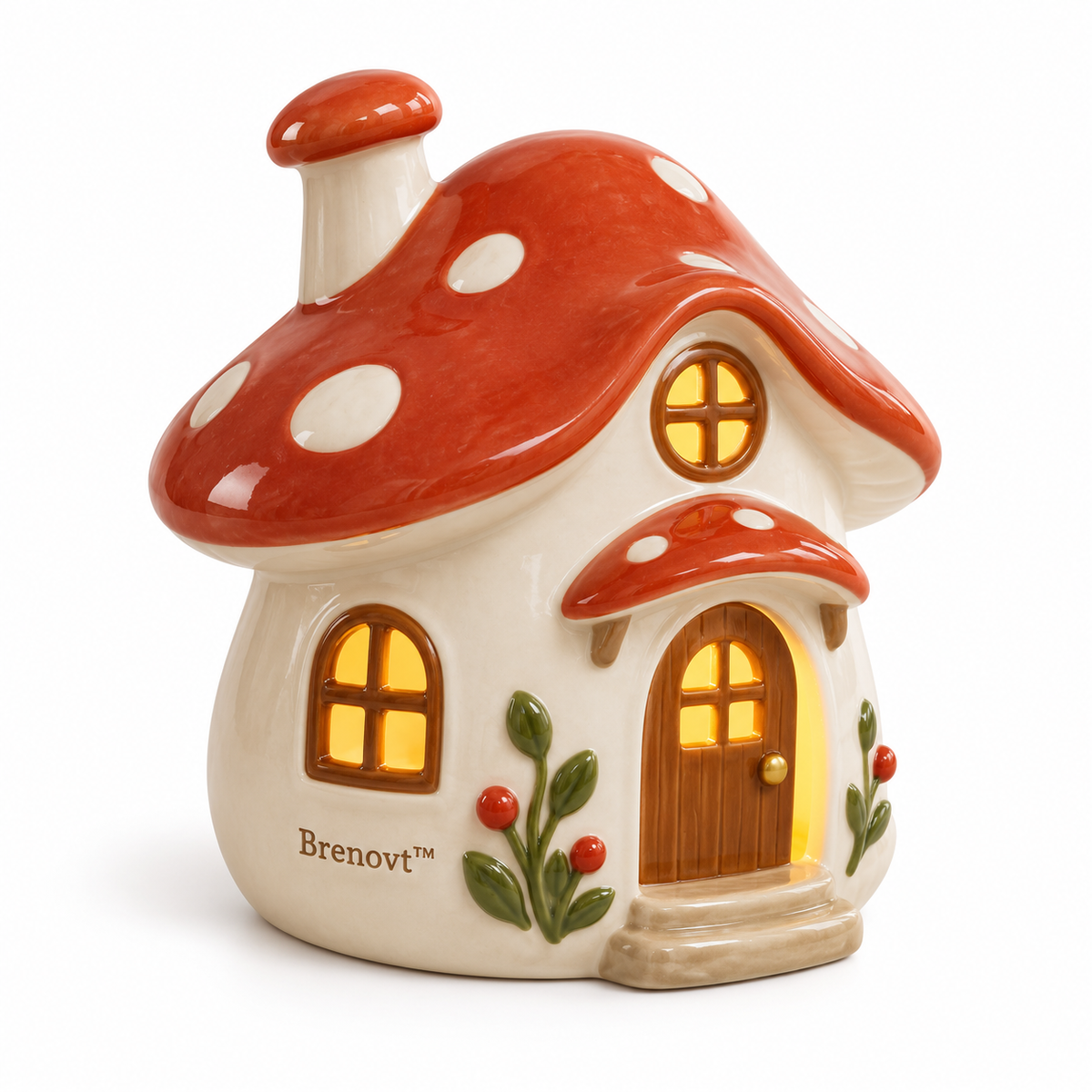 Brenovt™ Glowing Ceramic Mushroom Cottage main view