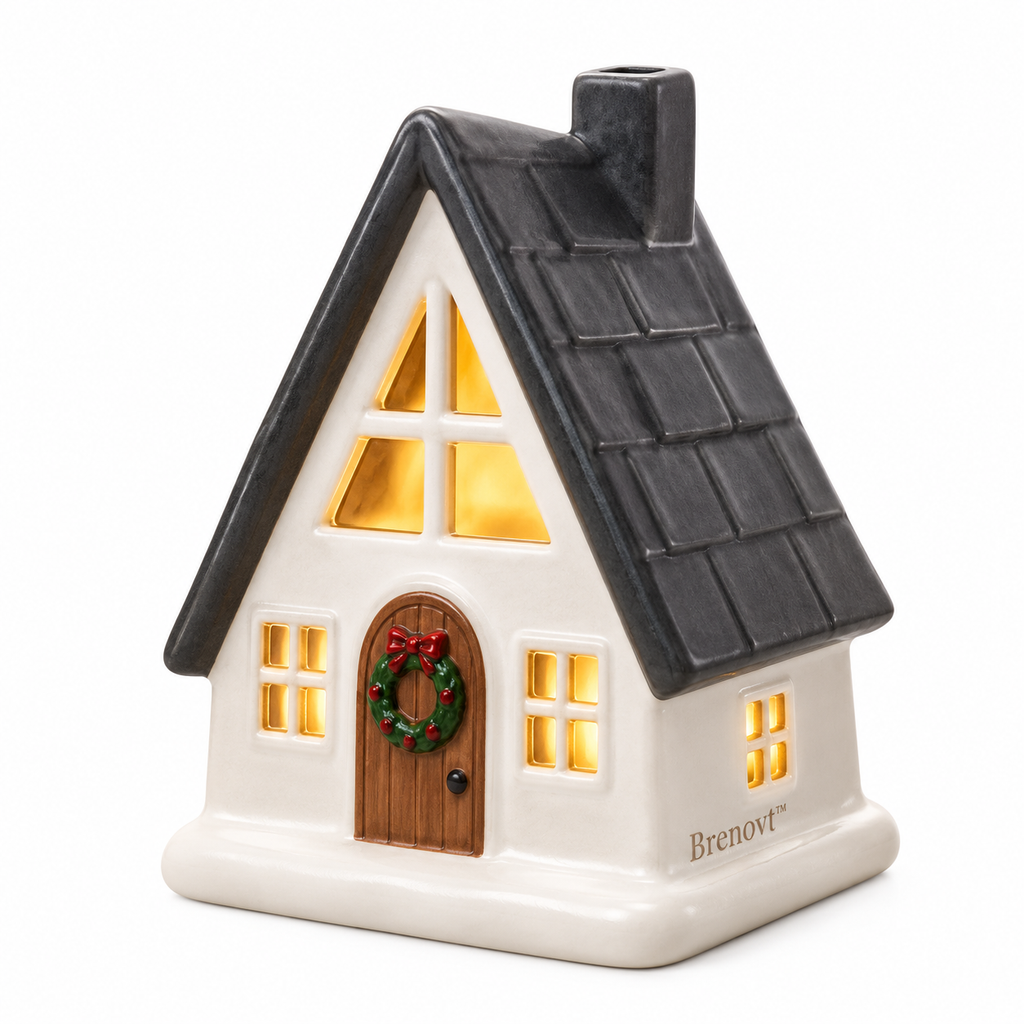 Brenovt™ Lighted Ceramic Christmas Cottage Lantern main view